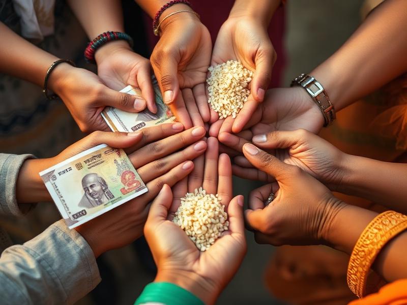 Helping hands reaching out